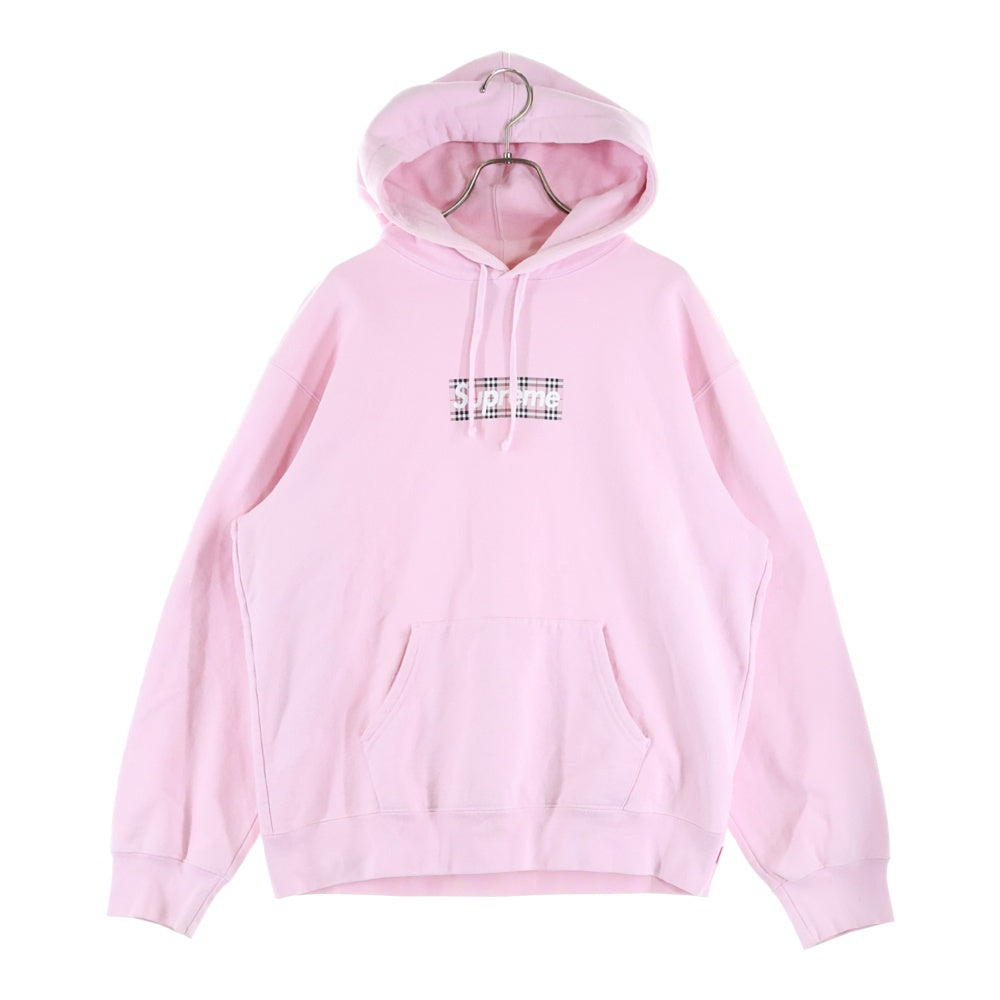SUPREME(シュプリーム) 22SS ×BURBERRY Box Logo Hooded Sweatshirt ×バーバリー ボックスロゴフーディ プルオーバーパーカー ピンク