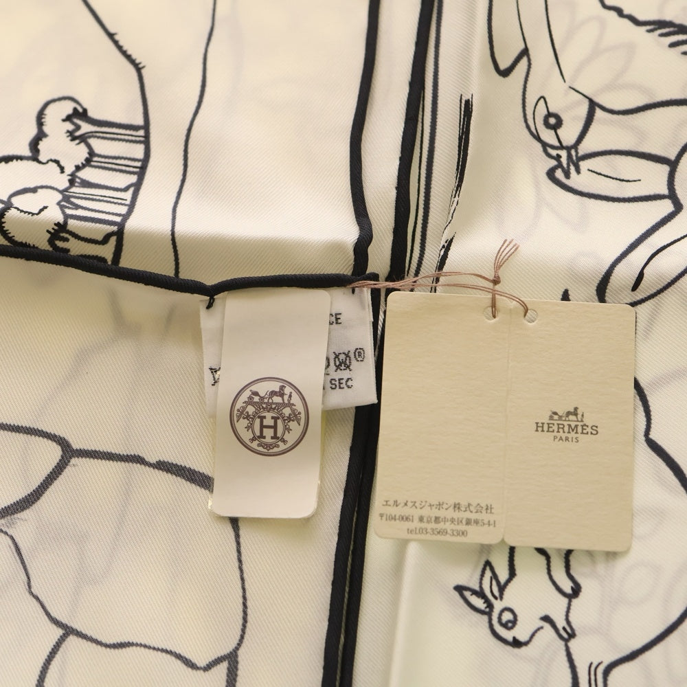 HERMES(エルメス) カレ90 スカーフ MILLE ET UN LAPINS ウサギ シルク レディース