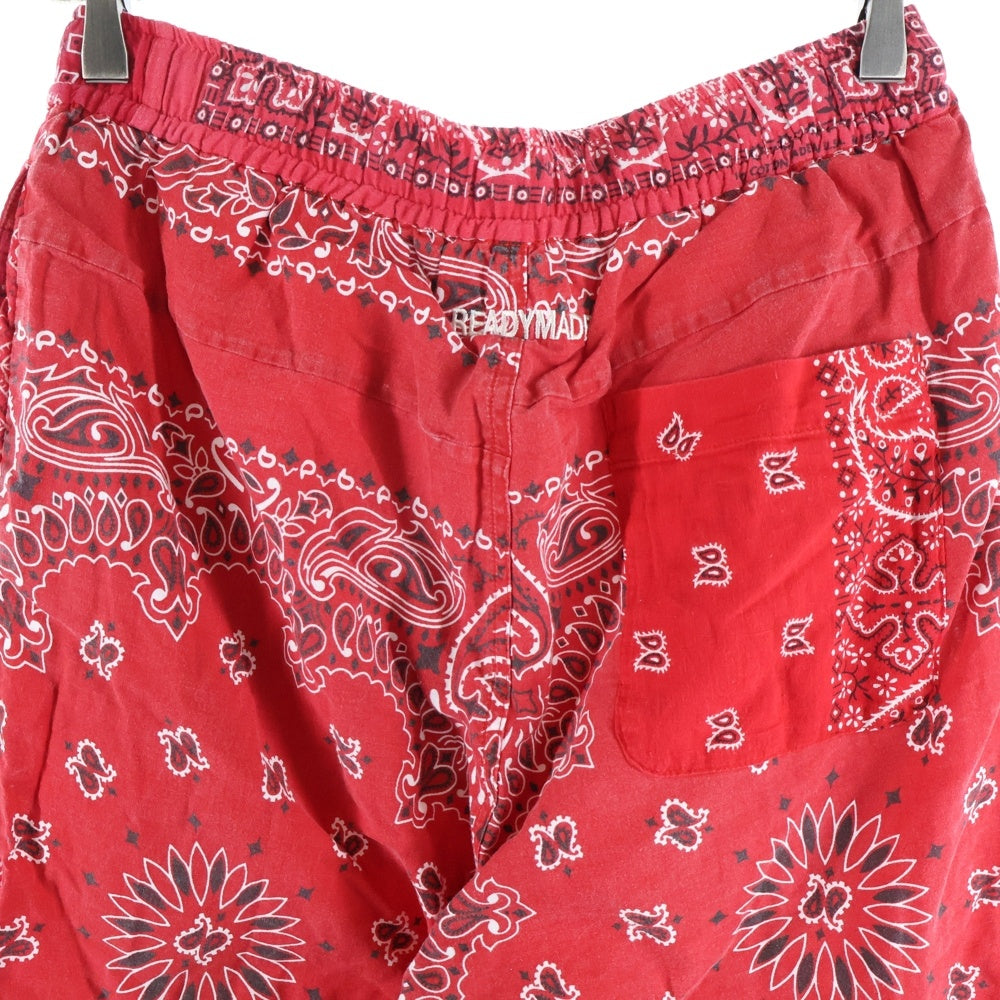 READY MADE(レディメイド) Cotton Pants ペイズリー柄 ロゴプリント スリーピング コットン イージーパンツ レッド