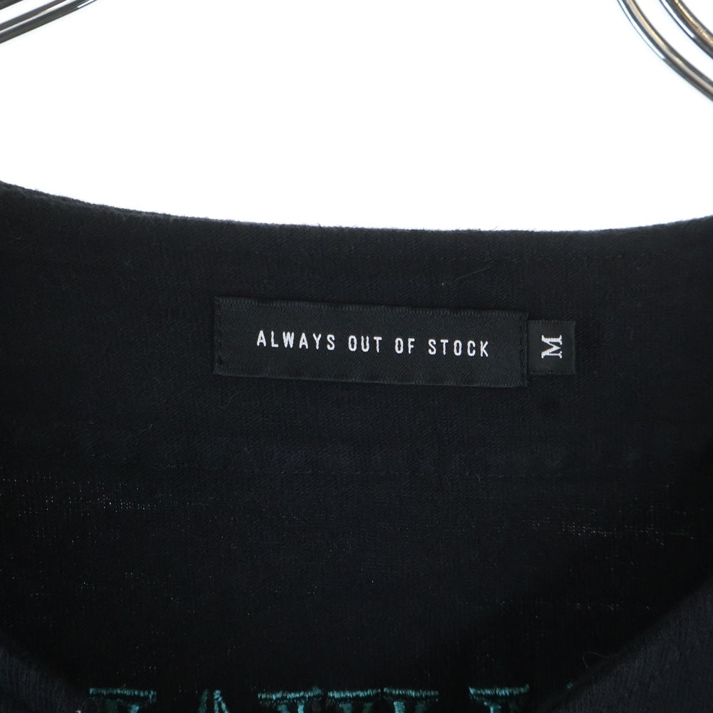 ALWAYS OUT OF STOCK(オールウェイズアウトオブストック) ロゴ刺繍 ベースボールシャツ 半袖シャツ ブラック