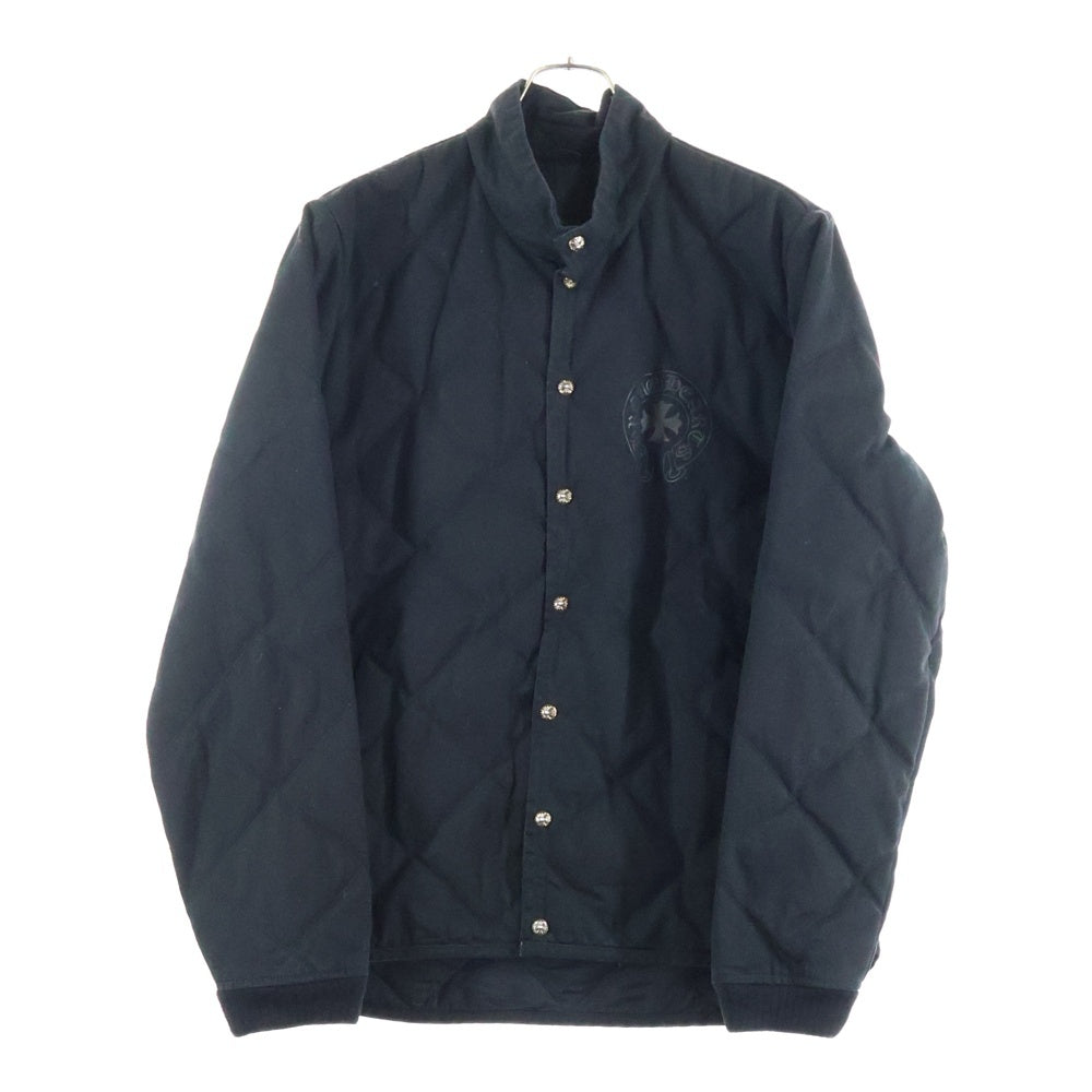 CHROME HEARTS(クロムハーツ) TEENAGE KICKS バックホースシューCHプラスプリント クロスボタンキルティングコットンダウンジャケット ブラック