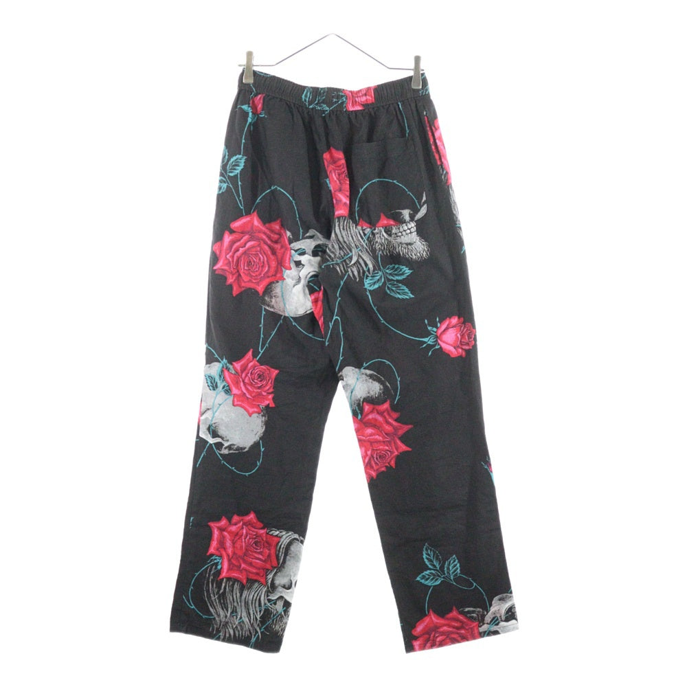 SAINT MICHAEL(セントマイケル) 23SS × WILDSIDE YOHJI YAMAMOTO ワイルドサイド ヨウジヤマモト スカルローズプリント パジャマパンツ ブラック SM-S23-0000-127