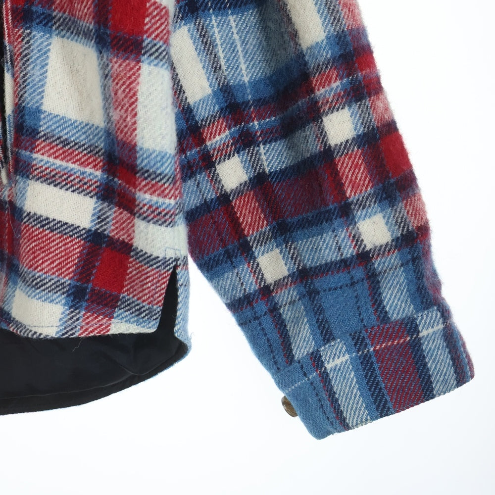 we11done(ウェルダン) Check Anorak Wool Shirt F29D2A0Z29T チェック柄 アノラック ブルゾン ハーフジップ ブルー/レッド