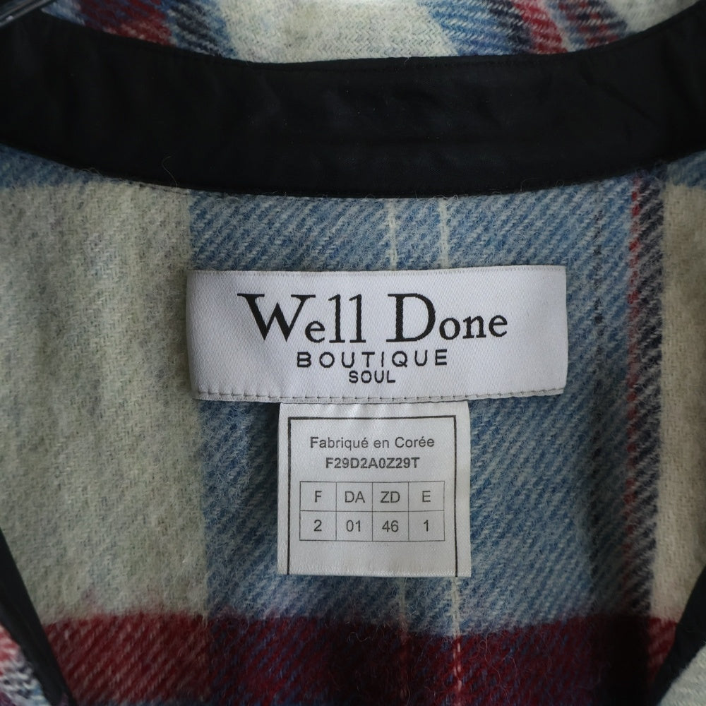 we11done(ウェルダン) Check Anorak Wool Shirt F29D2A0Z29T チェック柄 アノラック ブルゾン ハーフジップ ブルー/レッド