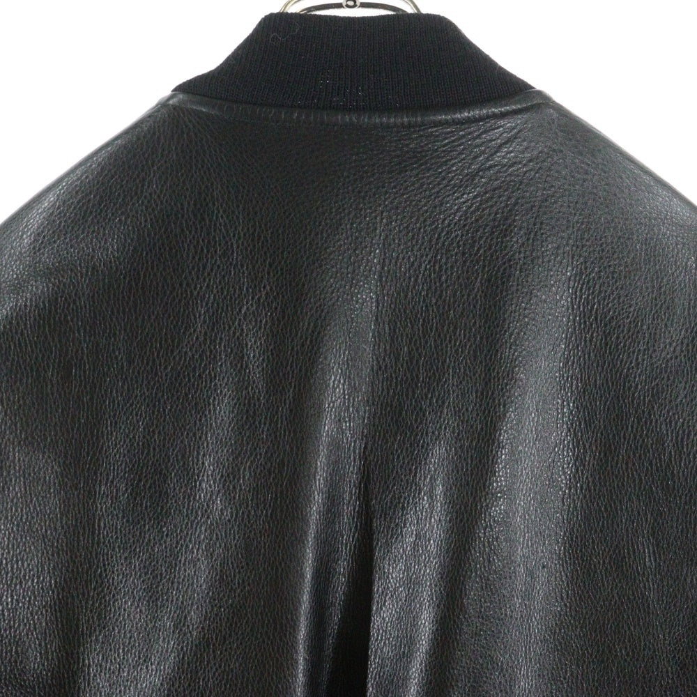 WACKO MARIA(ワコマリア) 23AW LEATHER VARSITY JACKET TYPE-2 裏地レオパード レザーバーシティジャケット スタジャン ブラック 23FW-WMO-BL03