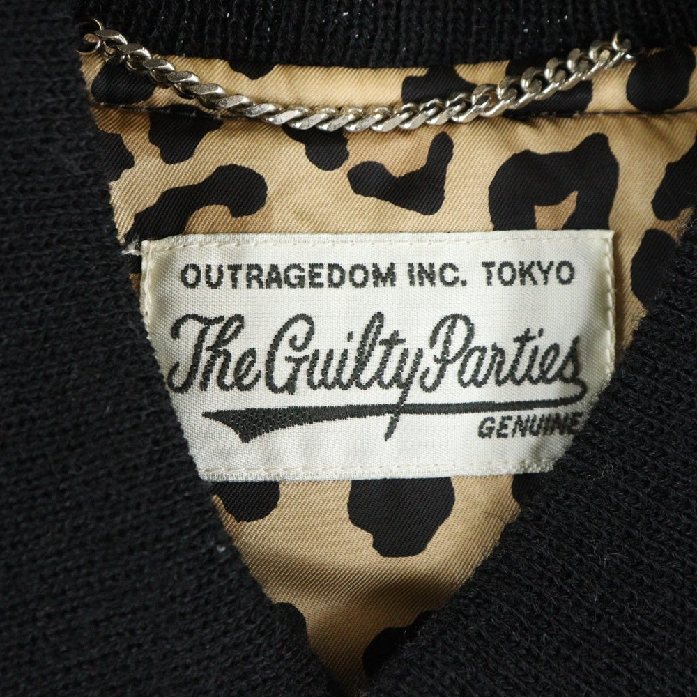 WACKO MARIA(ワコマリア) 23AW LEATHER VARSITY JACKET TYPE-2 裏地レオパード レザーバーシティジャケット スタジャン ブラック 23FW-WMO-BL03