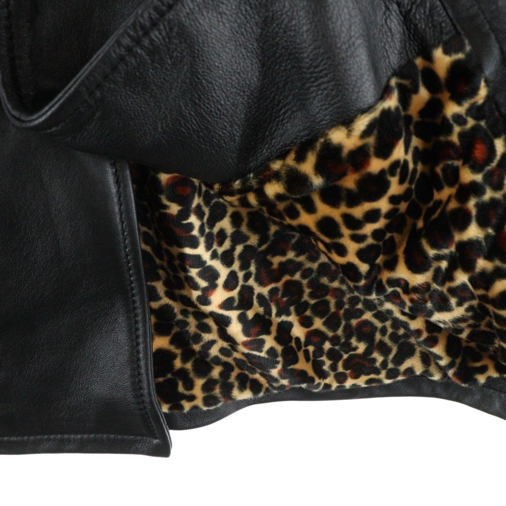 SUPREME(シュプリーム) 25SS×schott Leather Car Coat ショット レオパード裏地カーコートレザージャケット ブラック