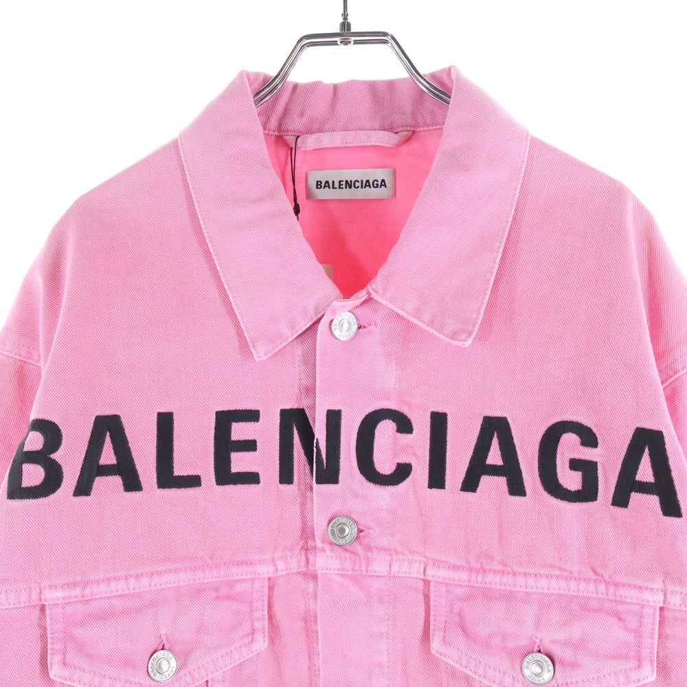 BALENCIAGA(バレンシアガ) 19AW フロント刺繍ロゴ デニムジャケット ピンク 594386 TEW37