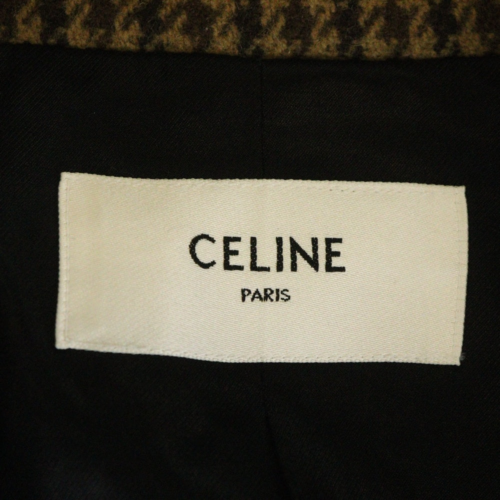 CELINE(セリーヌ) 21AW エディ期 千鳥格子 ウール チェスターコート ブラウン 2M279673K
