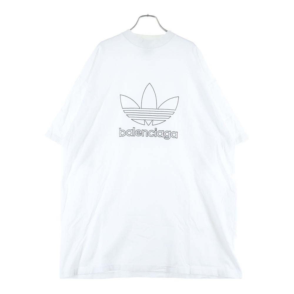 BALENCIAGA(バレンシアガ) 23SS ×adidas アディダス ロゴ刺繍 クルーネック 半袖Tシャツカットソー ホワイト 723976 TNVN8