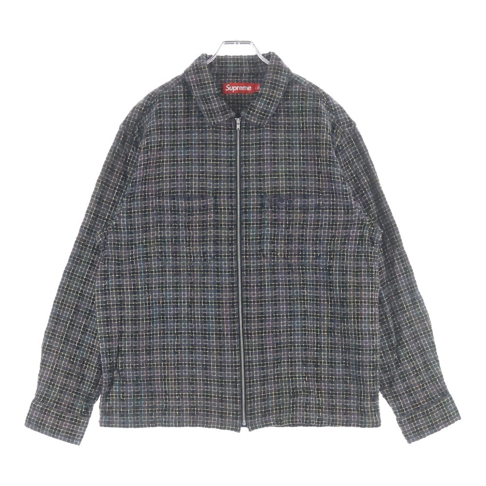 SUPREME(シュプリーム) 25AW Metallic Plaid Zip Up Shirt メタリックプレイドジップアップ長袖シャツ ブラック