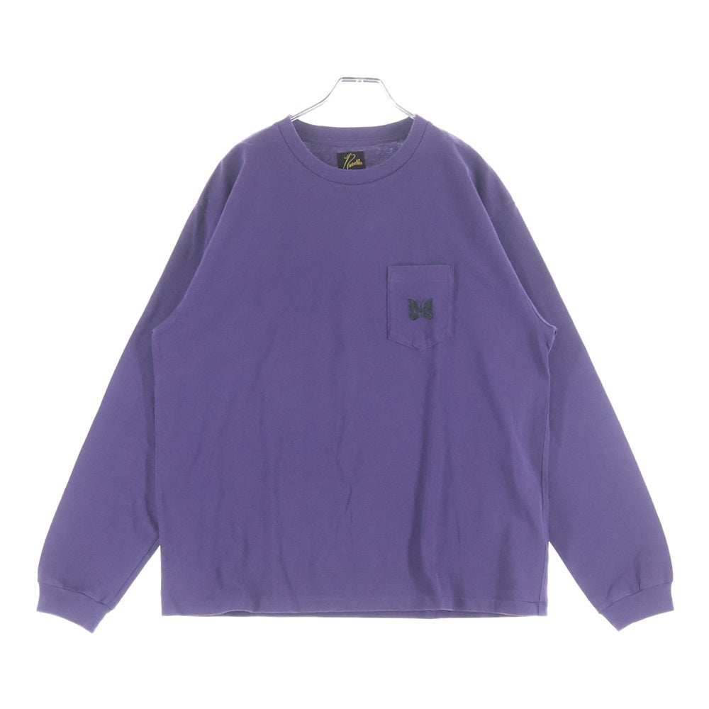 Needles(ニードルス) L/S Pocket Tee ロゴ刺繍 ロングスリーブ カットソー 長袖 パープル