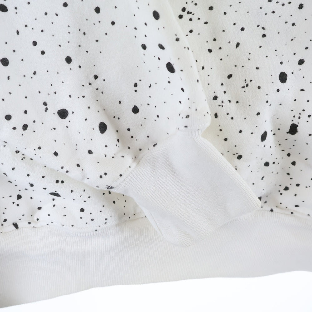 HALFMAN(ハーフマン) コットン スプラッター プルオーバーパーカー ホワイト/ブラック