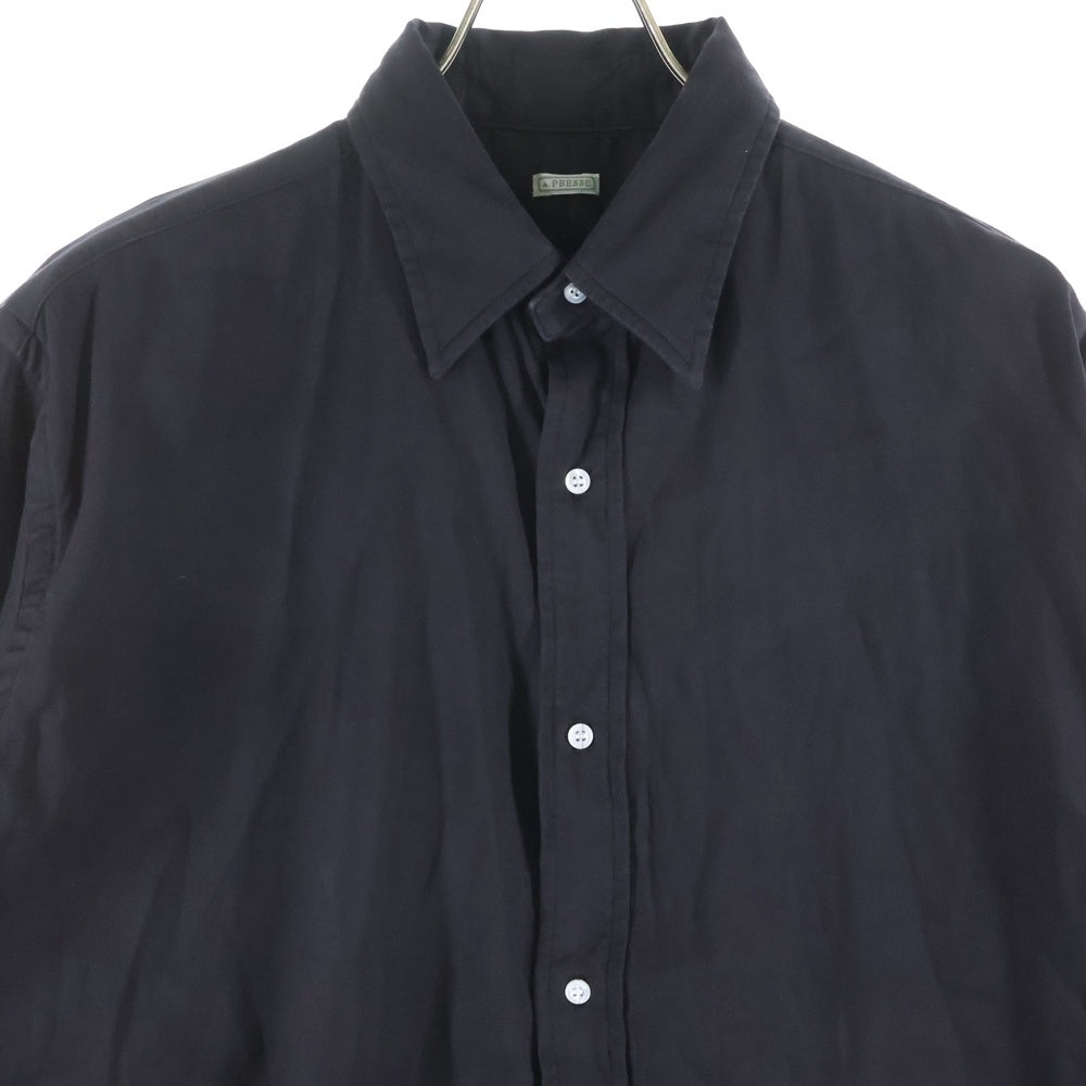 A.PRESSE(アプレッセ) 24AW Double Weave Twill Regular Collar Shirt ツイル長袖シャツ ブラック 24SAP-02-03H