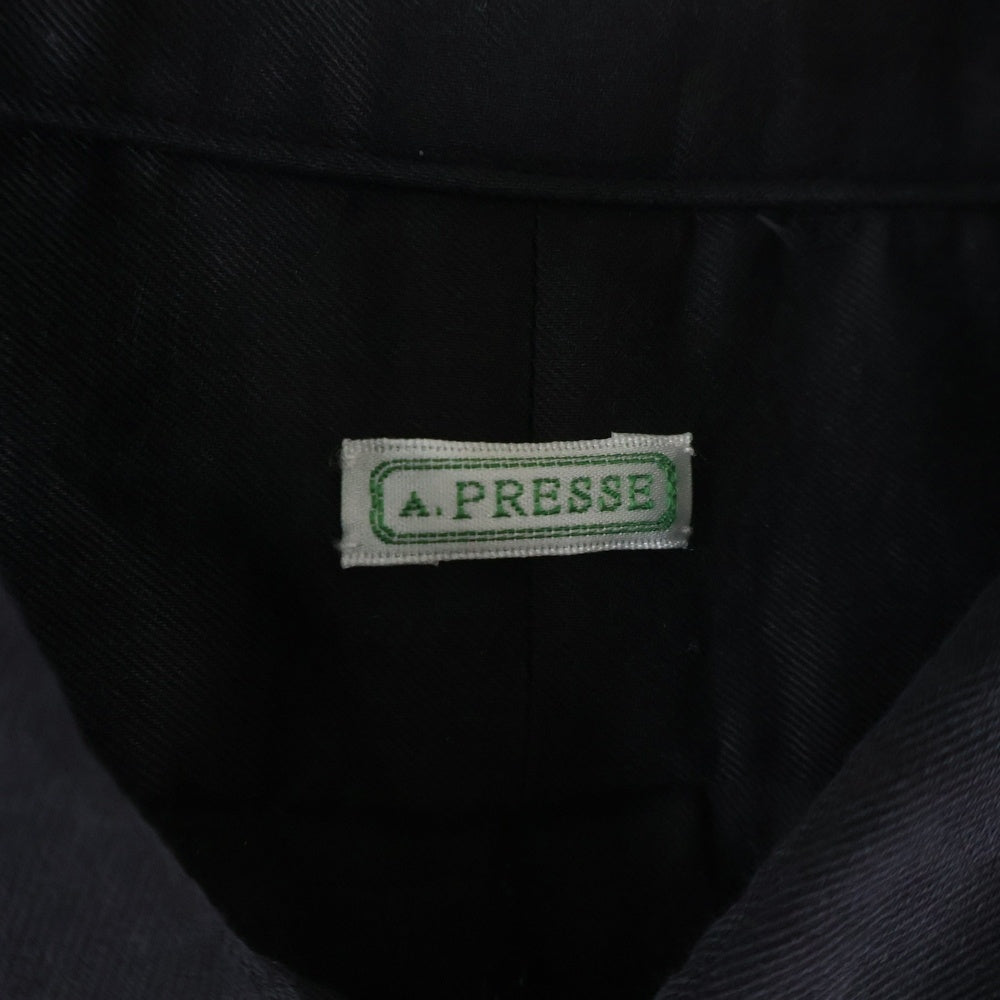A.PRESSE(アプレッセ) 24AW Double Weave Twill Regular Collar Shirt ツイル長袖シャツ ブラック 24SAP-02-03H
