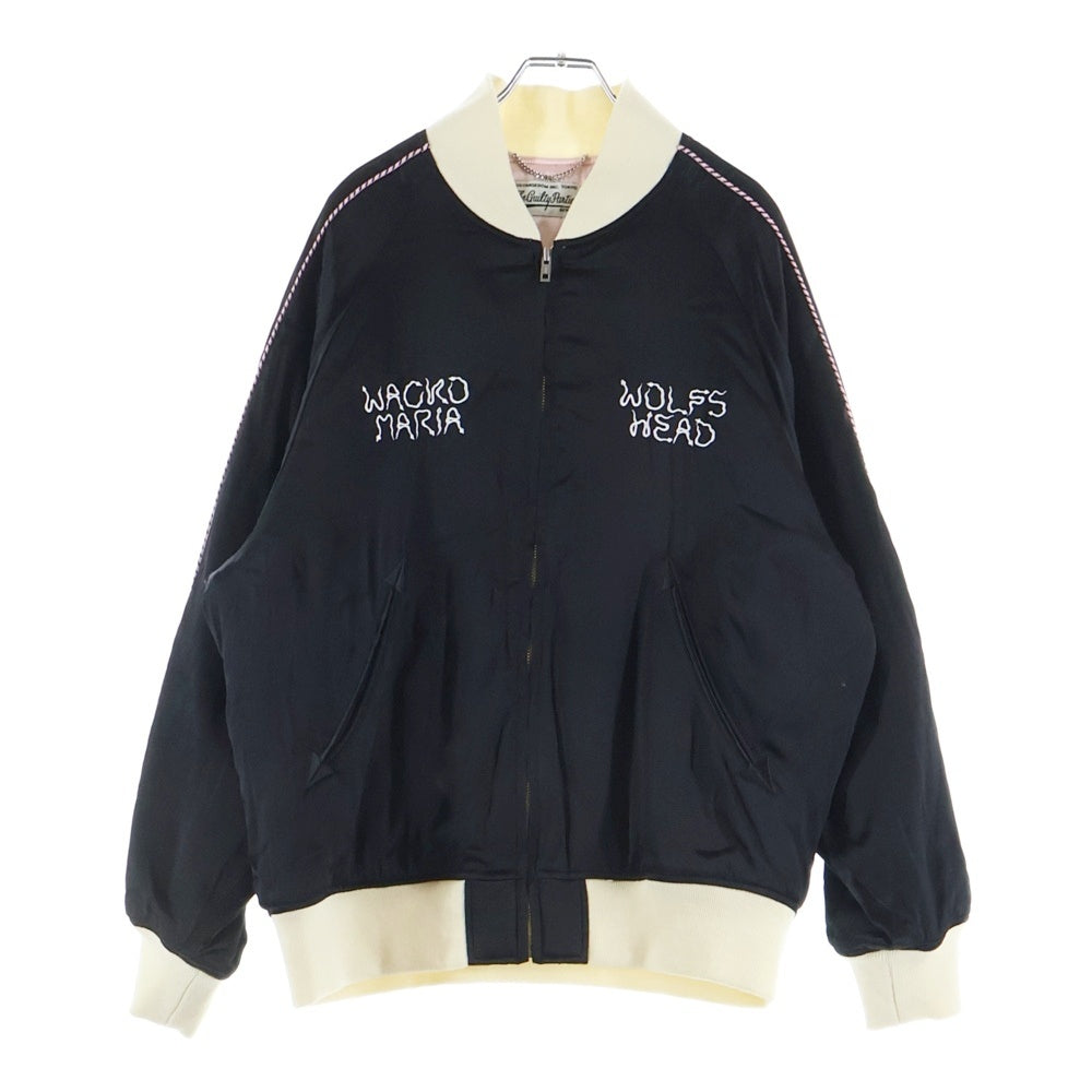 WACKO MARIA(ワコマリア) ×WOLF'S HEAD SKA JACKET ウルフズ ヘッド スカジャン ブルゾン ジャケット ブラック/ピンク WOLFSHEAD-WMBL19