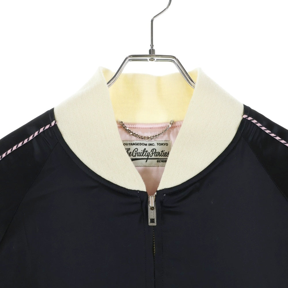 WACKO MARIA(ワコマリア) ×WOLF'S HEAD SKA JACKET ウルフズ ヘッド スカジャン ブルゾン ジャケット ブラック/ピンク WOLFSHEAD-WMBL19