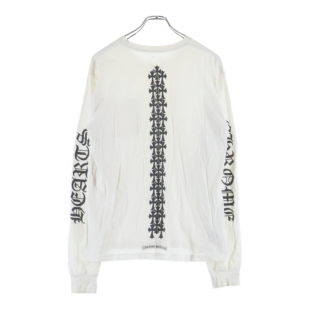 CHROME HEARTS(クロムハーツ) Cemetery Cross Tire Track L/S Tee セメタリークロスタイヤトラックロングスリーブ長袖Tシャツ ホワイト