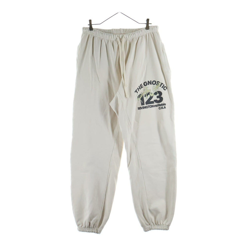 RRR123 RIVINGTON roi Rebis(リヴィントンロイレビス) フロントロゴプリント 裏起毛 トラックスウェットパンツ アイボリー