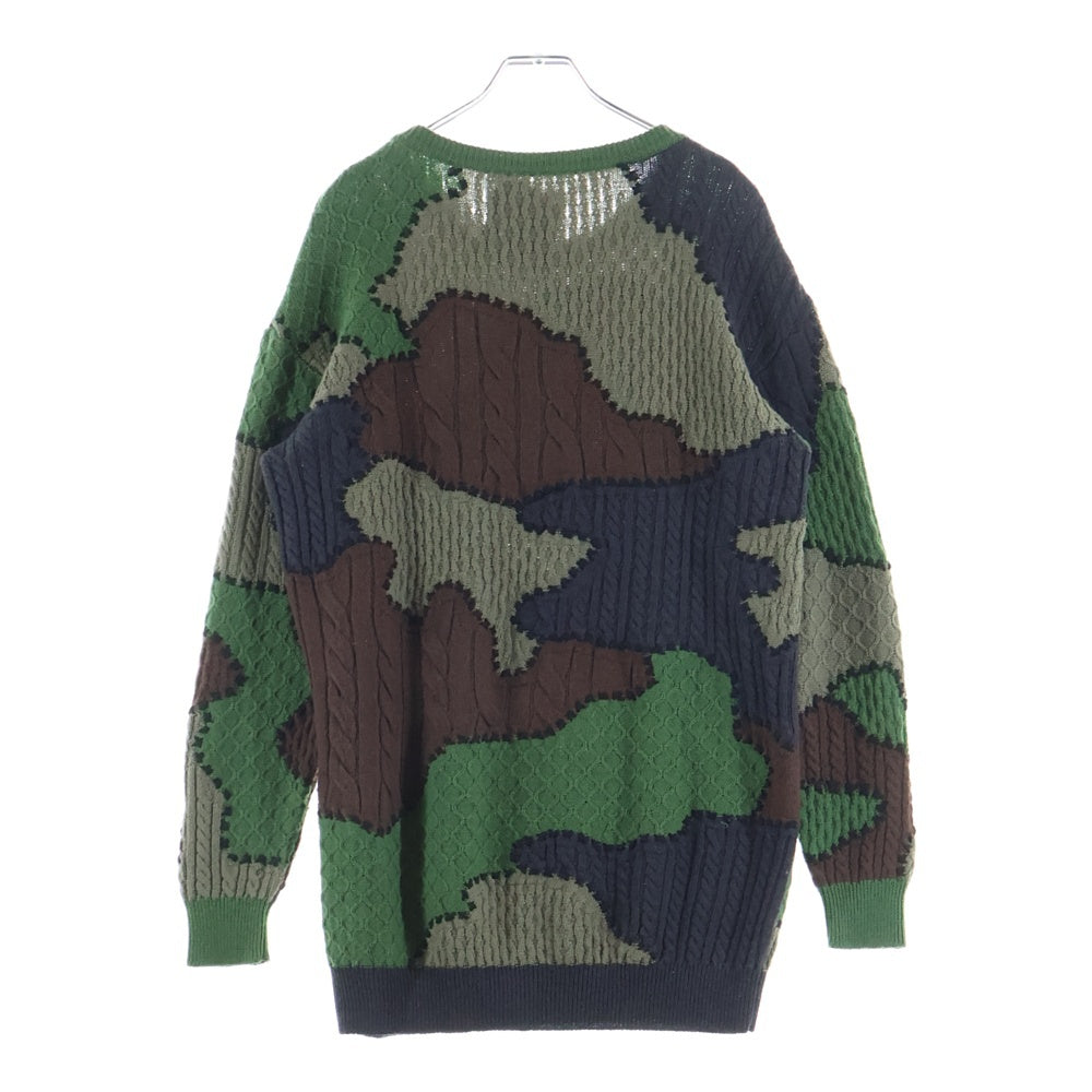 MOSCHINO(モスキーノ) ケーブルニット パッチワーク クルーネック カーキ A04935501