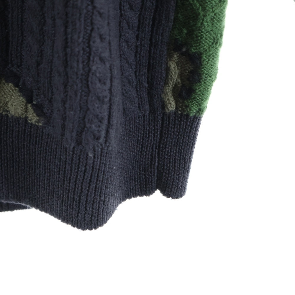 MOSCHINO(モスキーノ) ケーブルニット パッチワーク クルーネック カーキ A04935501