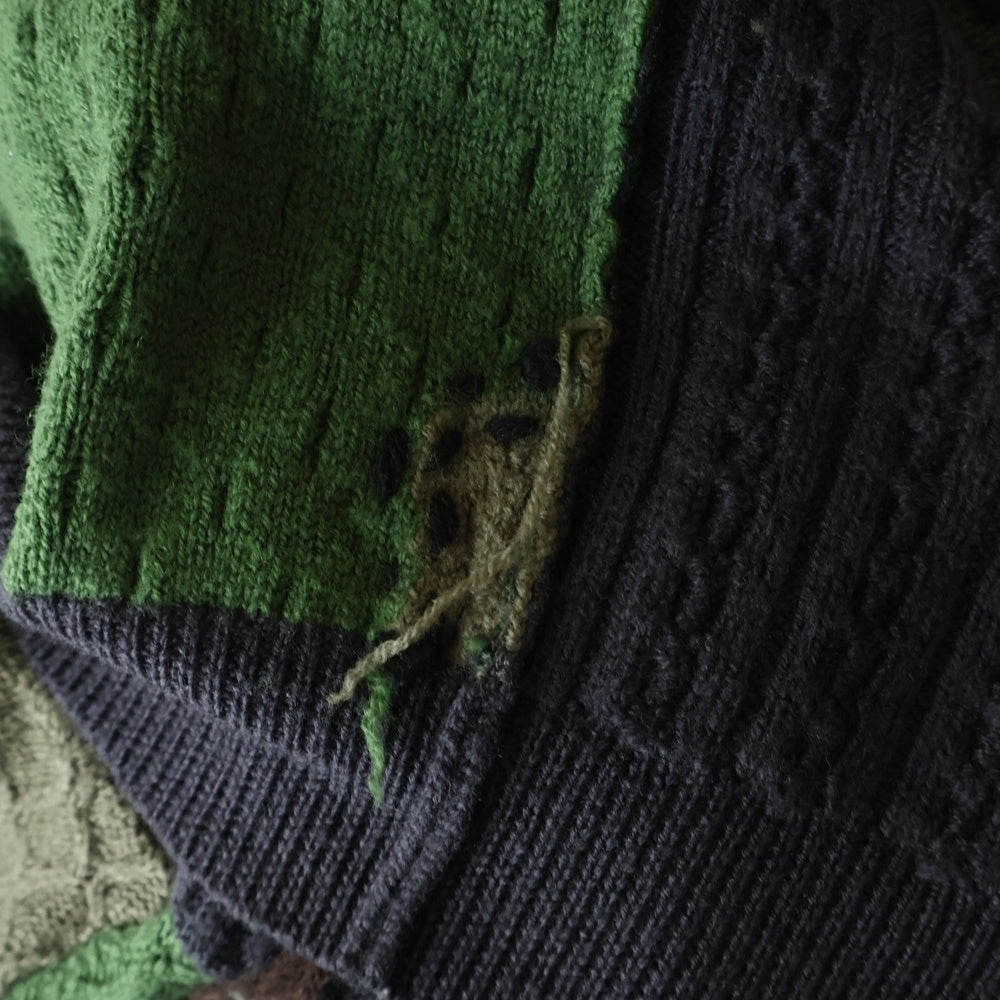 MOSCHINO(モスキーノ) ケーブルニット パッチワーク クルーネック カーキ A04935501