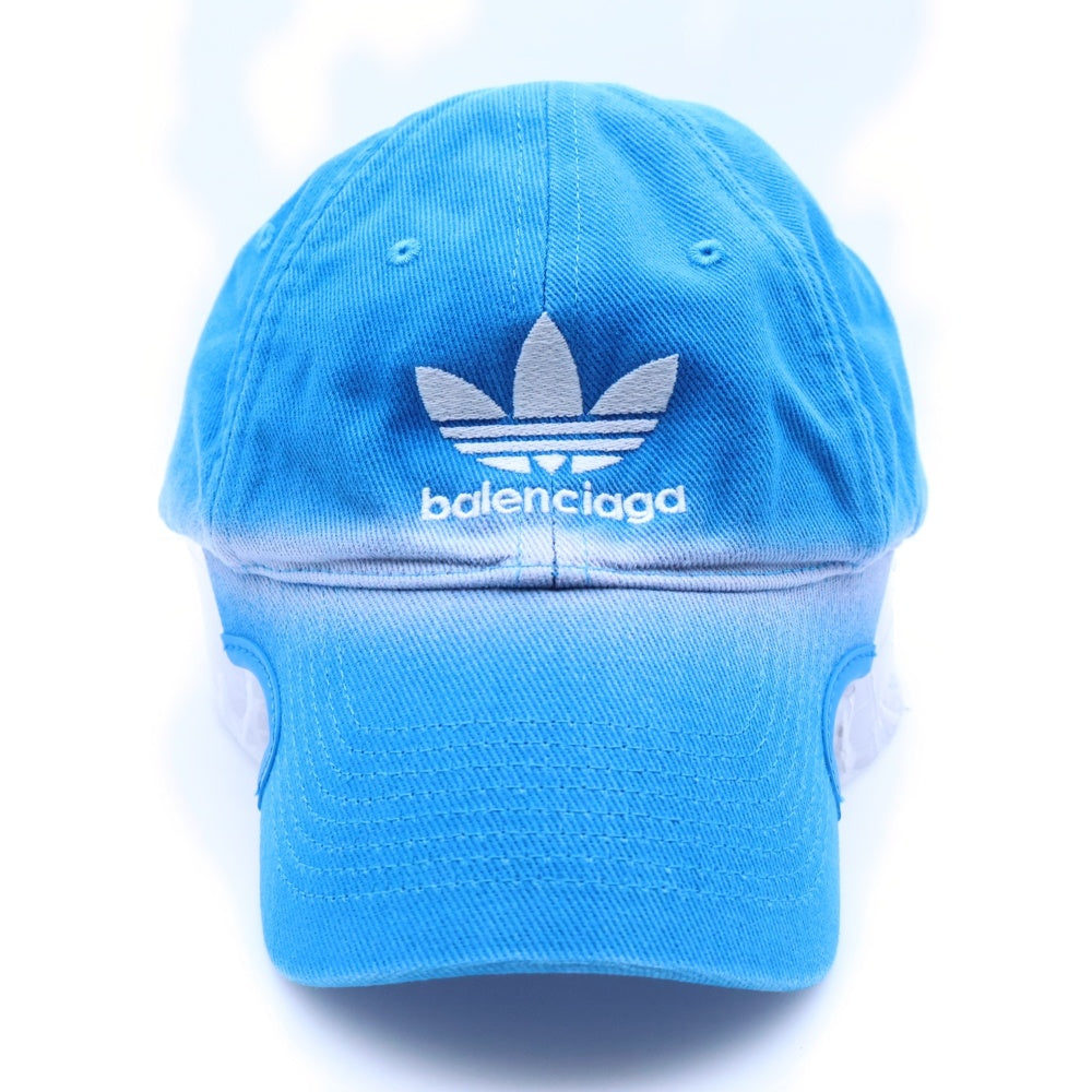 BALENCIAGA(バレンシアガ) ×adidas アディダス ロゴ刺繍キャップ ベースボール ブルー 723749 410B2