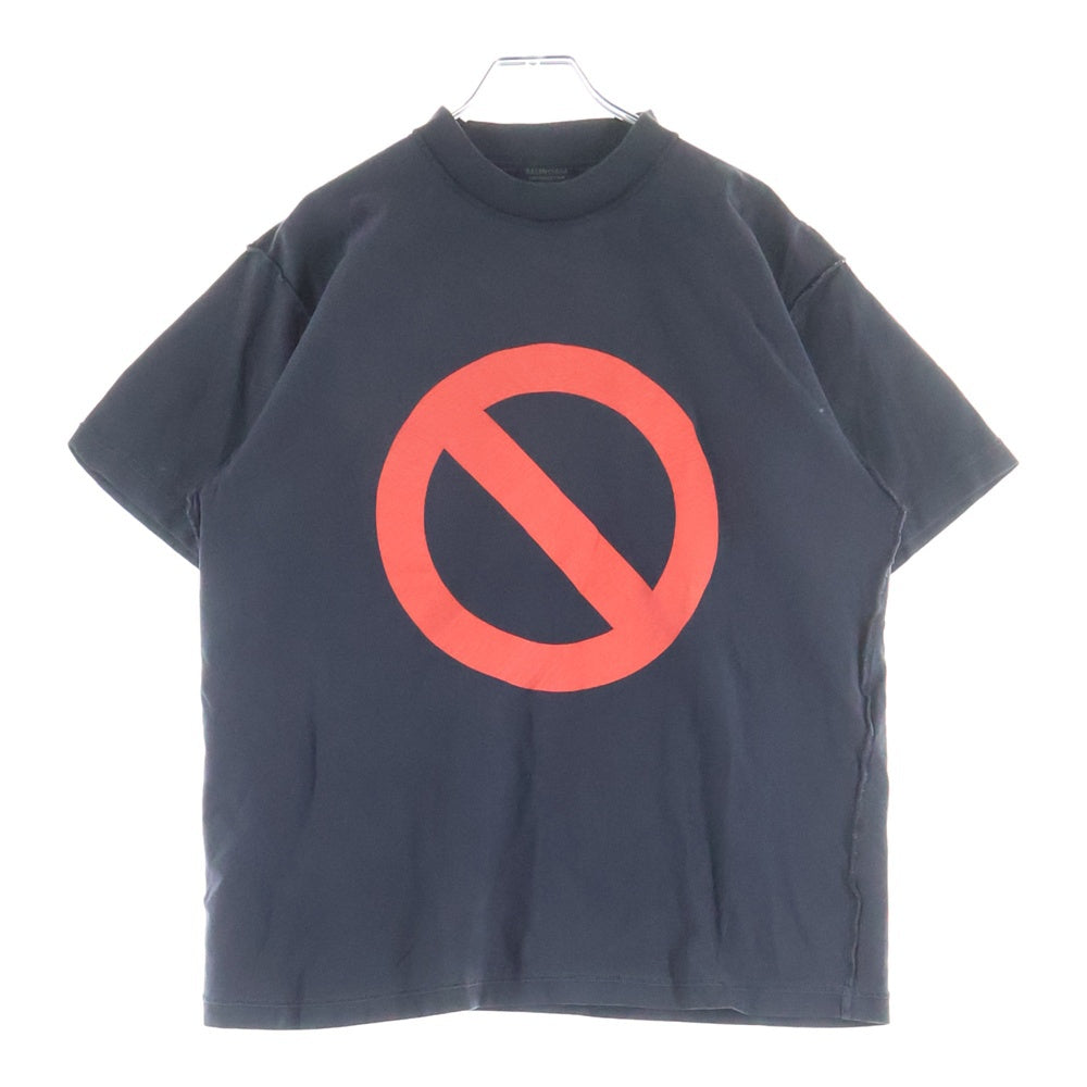 BALENCIAGA(バレンシアガ) 25SS シリアル付き 世界200点限定 ストラップ付プリントスモールフィットTシャツ ブラック 790363 TQVG8