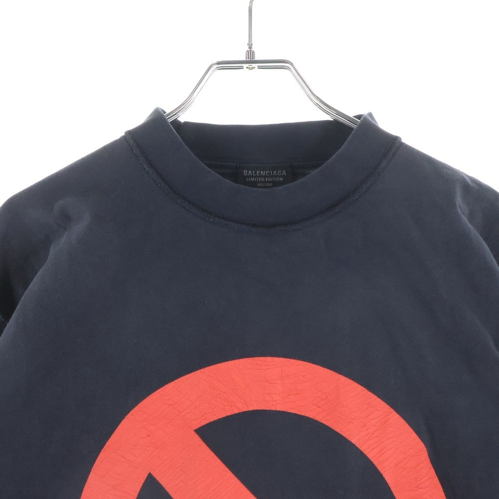 BALENCIAGA(バレンシアガ) 25SS シリアル付き 世界200点限定 ストラップ付プリントスモールフィットTシャツ ブラック 790363 TQVG8
