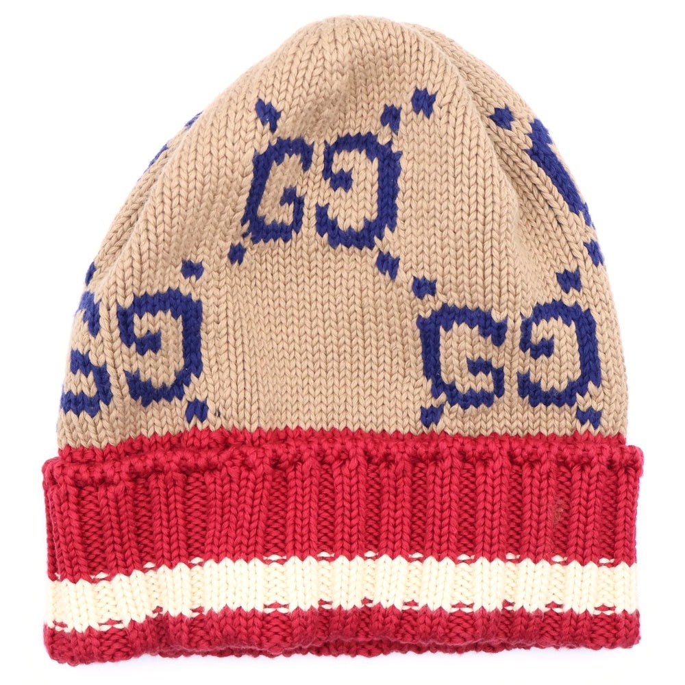 GUCCI(グッチ) GG総柄 コットン ニットキャップ ビーニー ベージュ 597636 4G111