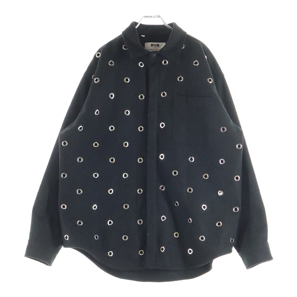 MSGM(エムエスジーエム) ホールデザイン ウール ボタンシャツジャケット 3740ME05V ブラック
