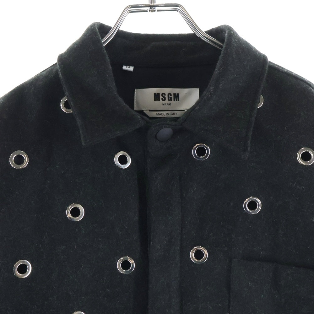 MSGM(エムエスジーエム) ホールデザイン ウール ボタンシャツジャケット 3740ME05V ブラック