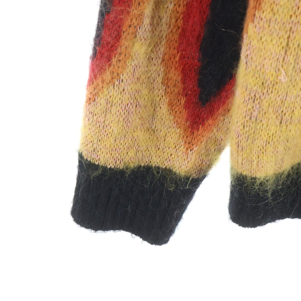 Needles(ニードルス) 23AW×BEAMS JAPAN ビームス フレイムパターン ニットカーディガン ブラック/レッド NS1566