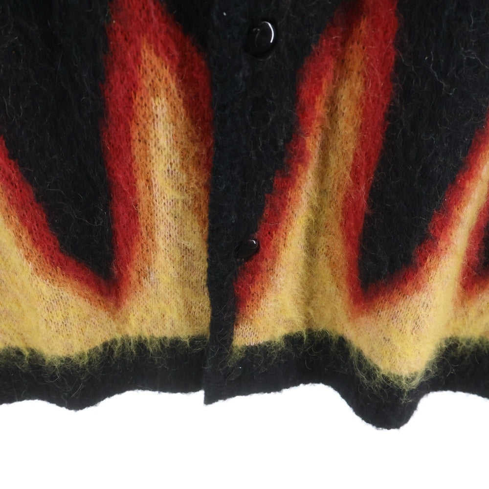 Needles(ニードルス) 23AW×BEAMS JAPAN ビームス フレイムパターン ニットカーディガン ブラック/レッド NS1566