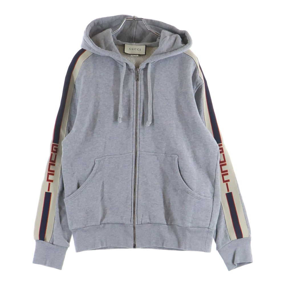 GUCCI グッチ ラインロゴジップアップパーカー グレー 497250 X9197 GUCCI(グッチ) ラインロゴジップアップパーカー グレー 497250 X9197