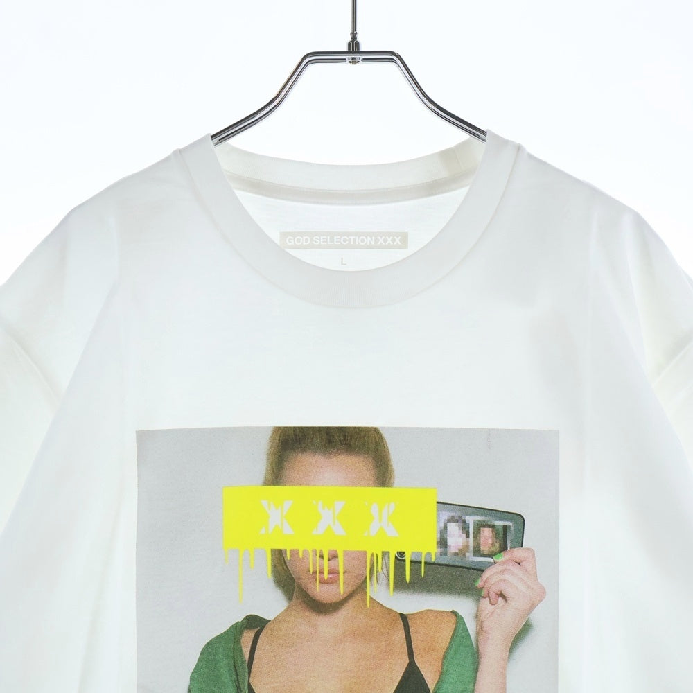 GOD SELECTION XXX(ゴッドセレクショントリプルエックス) 19AW B'2nd限定 ラシュナイダー フォトプリント クルーネックコットン半袖Tシャツ ホワイト GX-A19-B2ST-01