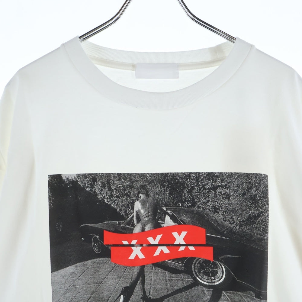 GOD SELECTION XXX(ゴッドセレクショントリプルエックス) 20AW フロントプリント クルーネックコットン長袖カットソー ロンT ホワイト GX-A20-B2LT-01