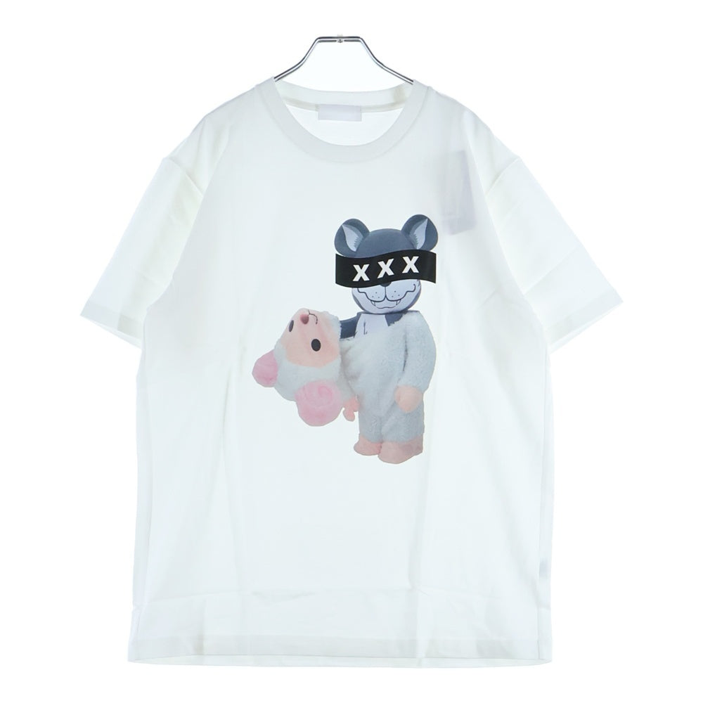 GOD SELECTION XXX(ゴッドセレクショントリプルエックス) 19SS MEDICOM TOYEXHIBITION '19 フロントプリント クルーネックコットン半袖Tシャツ ホワイト GX-S19-MTST-01