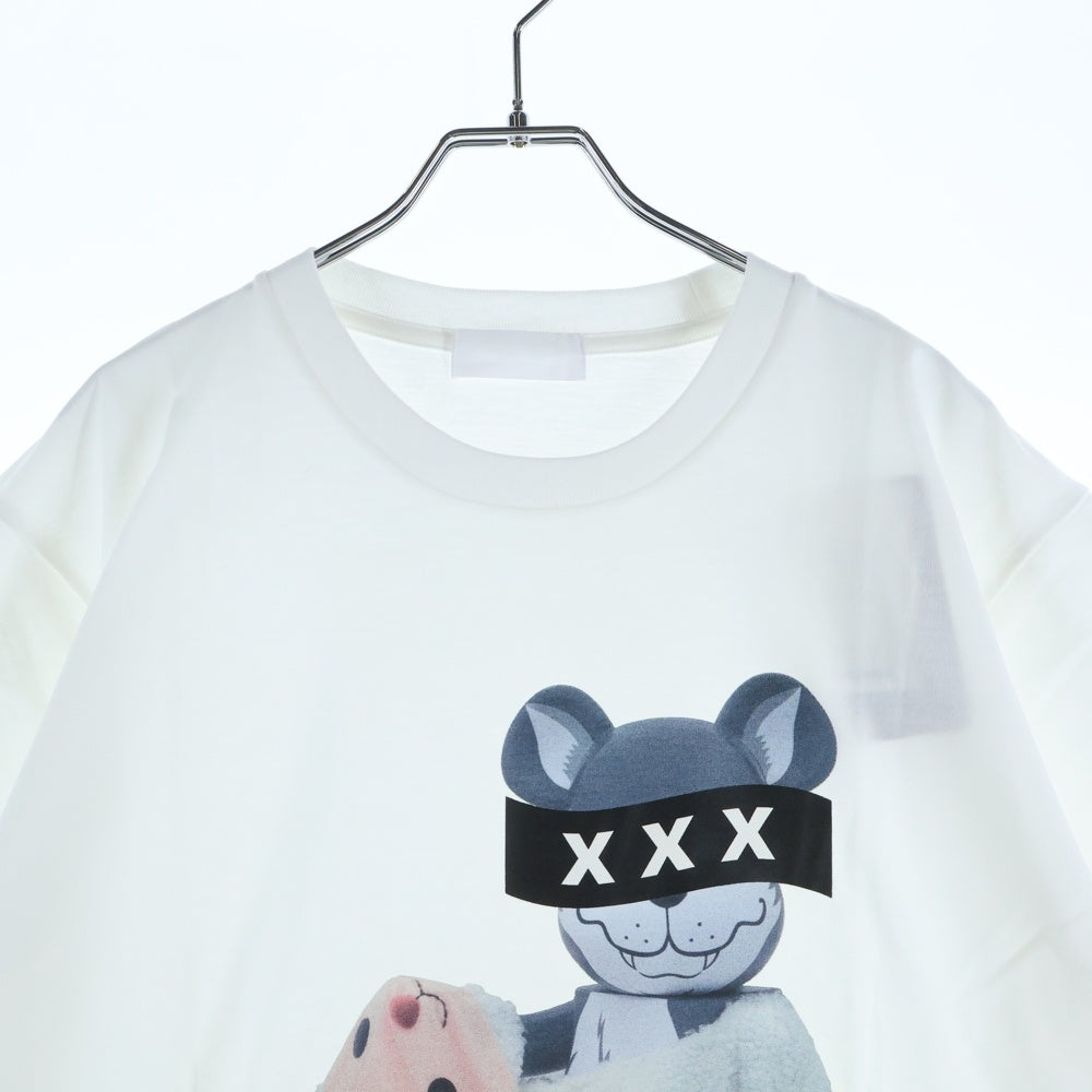 GOD SELECTION XXX(ゴッドセレクショントリプルエックス) 19SS MEDICOM TOYEXHIBITION '19 フロントプリント クルーネックコットン半袖Tシャツ ホワイト GX-S19-MTST-01