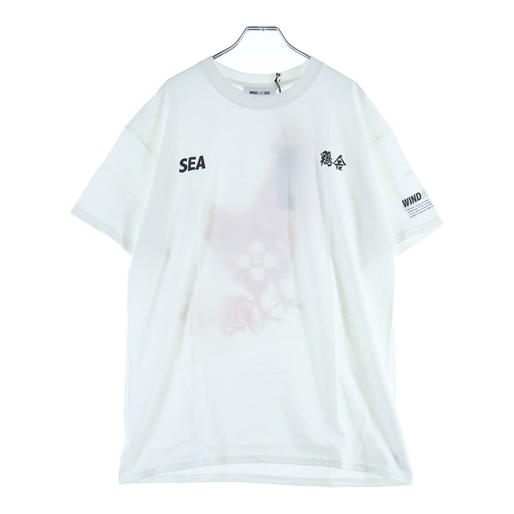WIND AND SEA(ウィンダンシー) 20AW×chi-i-sha 鶏舎 ロゴプリント クルーネックコットン半袖Tシャツ ホワイト WDS-CISHA-03