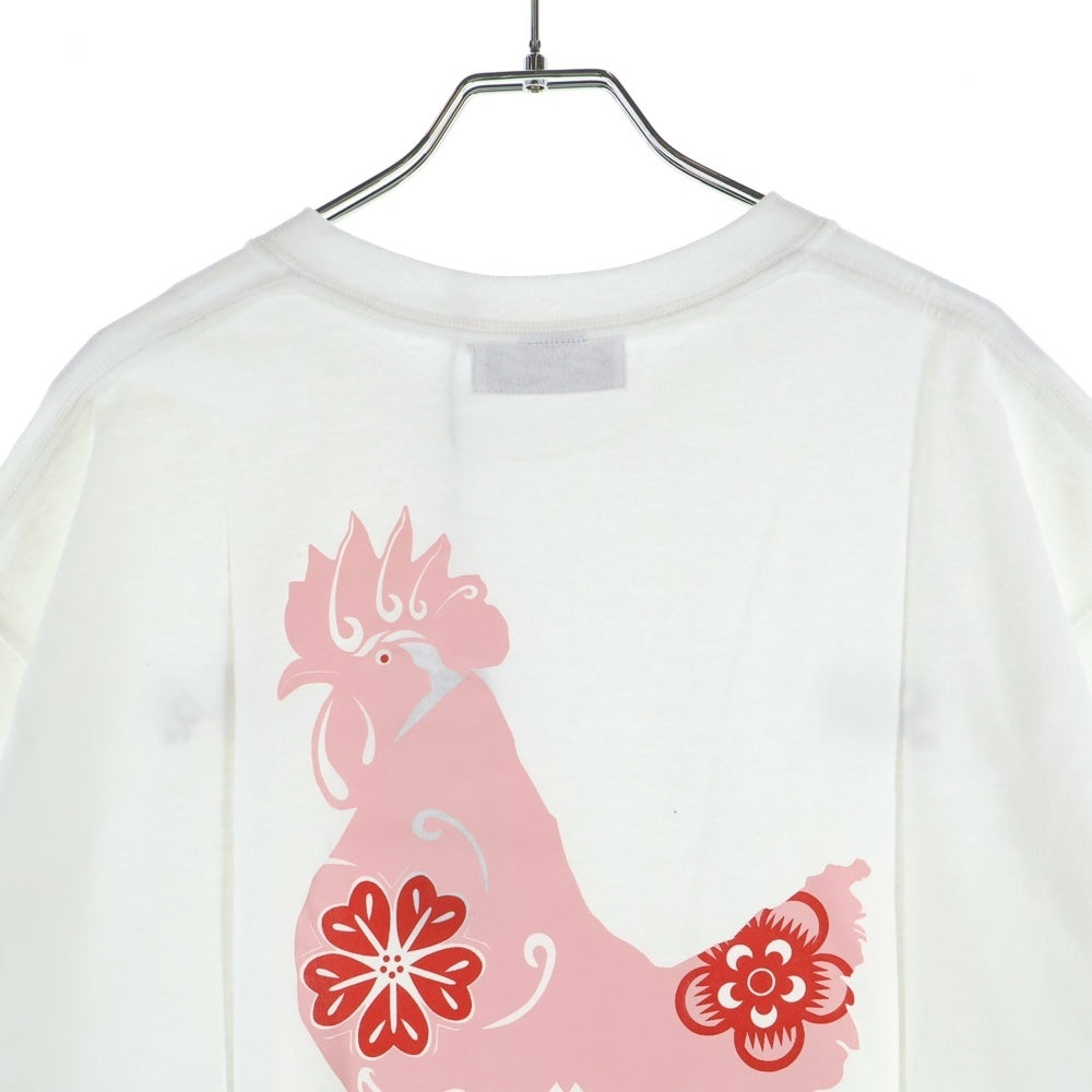 WIND AND SEA(ウィンダンシー) 20AW×chi-i-sha 鶏舎 ロゴプリント クルーネックコットン半袖Tシャツ ホワイト WDS-CISHA-03