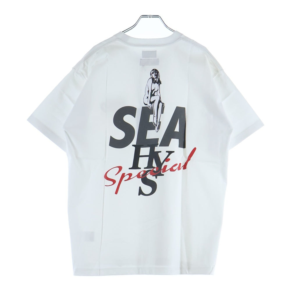 WIND AND SEA(ウィンダンシー) 20SS×HYSTERIC GLAMOUR ヒステリックグラマー ロゴプリント クルーネックコットン半袖Tシャツ ホワイト WDS-HYS-2-04