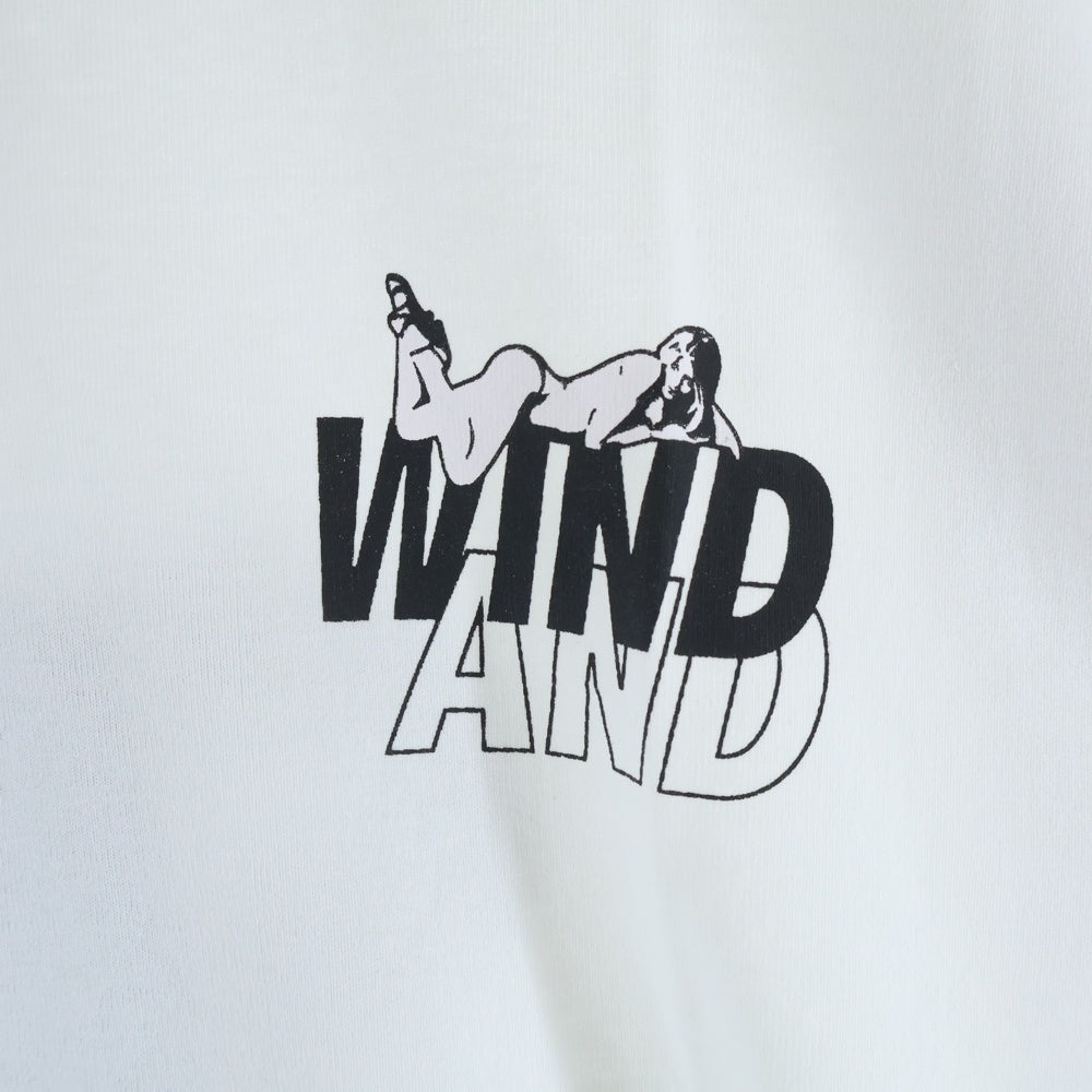 WIND AND SEA(ウィンダンシー) 20SS×HYSTERIC GLAMOUR ヒステリックグラマー ロゴプリント クルーネックコットン半袖Tシャツ ホワイト WDS-HYS-2-04