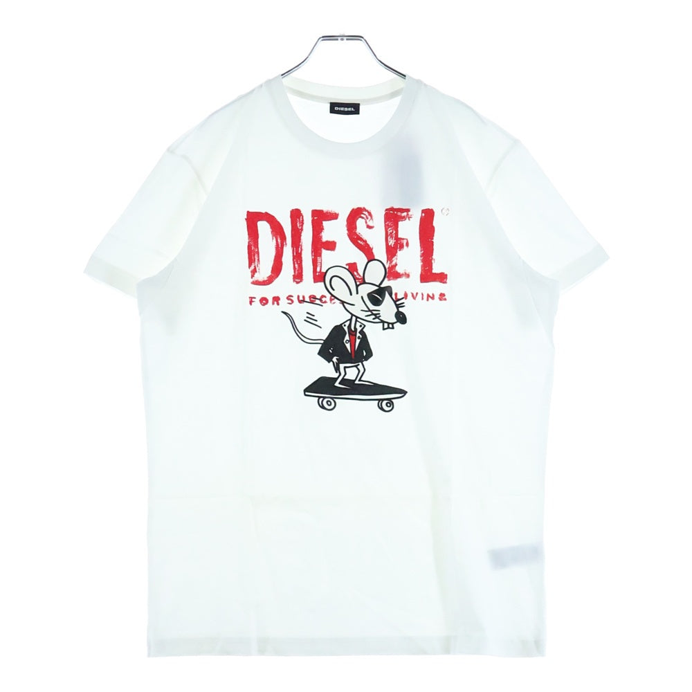 DIESEL(ディーゼル) ロゴプリント クルーネックコットン半袖Tシャツ ホワイト