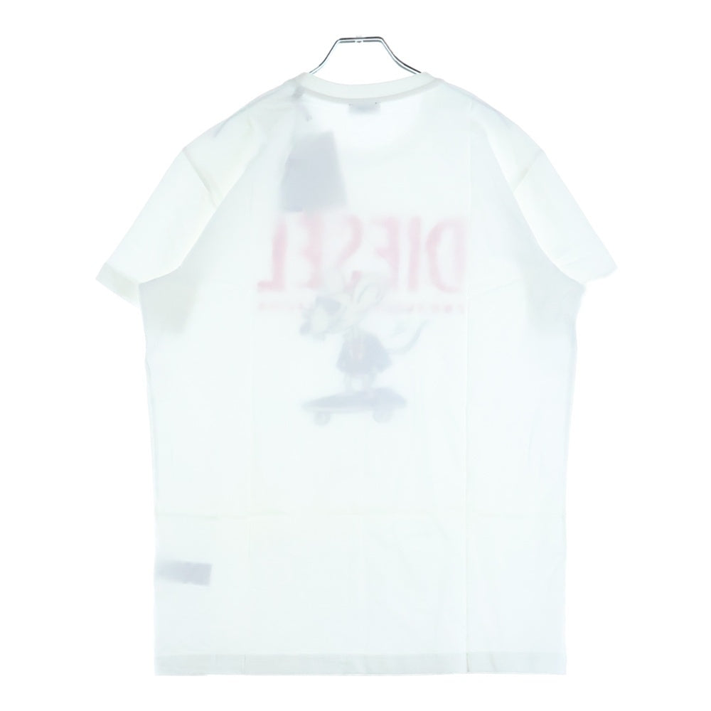 DIESEL(ディーゼル) ロゴプリント クルーネックコットン半袖Tシャツ ホワイト
