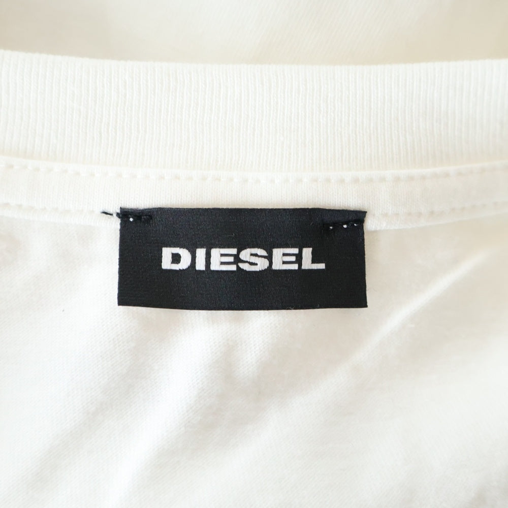 DIESEL(ディーゼル) ロゴプリント クルーネックコットン半袖Tシャツ ホワイト