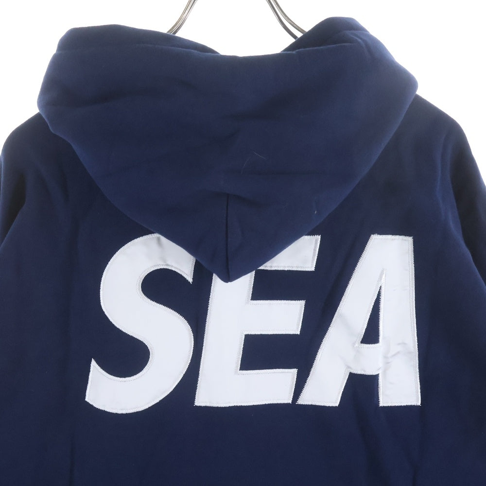 WIND AND SEA(ウィンダンシー) 19AW SEA BIG ZIP HOODIE ロゴプリント オーバーサイズ ジップパーカー ネイビー WDS-19A-SW-09