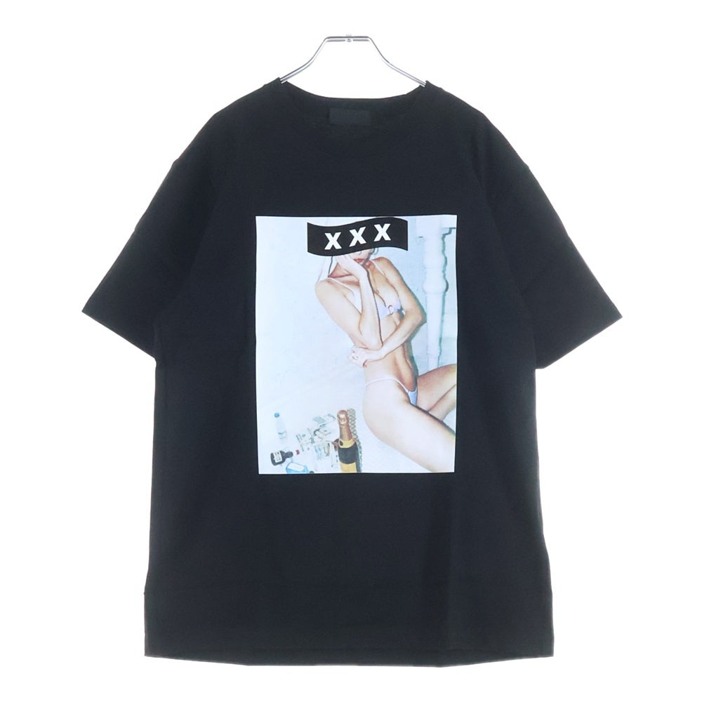 GOD SELECTION XXX(ゴッドセレクショントリプルエックス) 19SS TEE ロゴ フォト プリント クルーネックコットン半袖Tシャツ ブラック GX-S19-ST-23