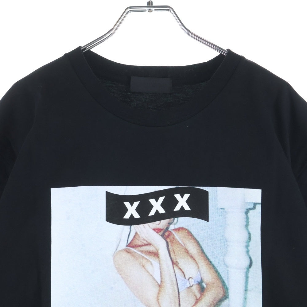 GOD SELECTION XXX(ゴッドセレクショントリプルエックス) 19SS TEE ロゴ フォト プリント クルーネックコットン半袖Tシャツ ブラック GX-S19-ST-23