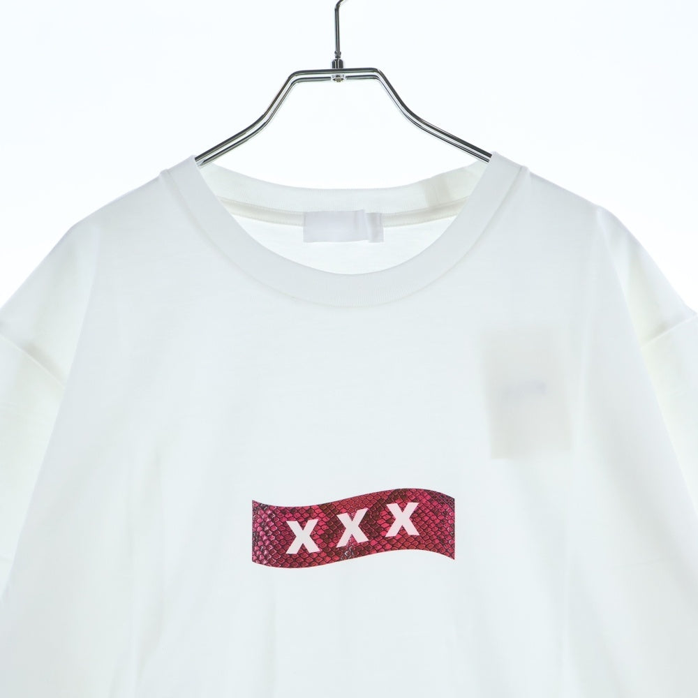 GOD SELECTION XXX(ゴッドセレクショントリプルエックス) 19SS パイソンロゴプリント クルーネックコットン半袖Tシャツ ホワイト GX-S19-6ST-07